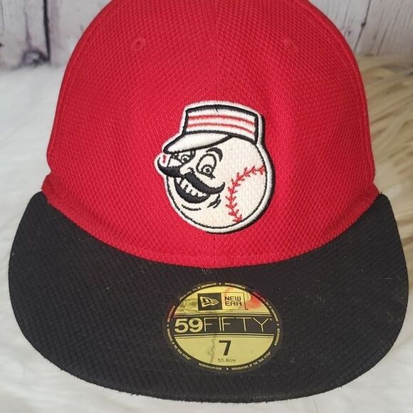 MLB Ohio Cincinnati Reds Red Baseball 59Fifty Size 7 New Era Fitted Baseball Hat - Picture 5 of 17